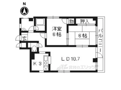 グランドールゼニカ(2LDK/2階)の間取り写真