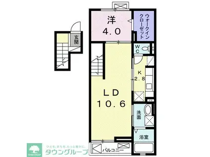 ユトリナ湘南 A(1LDK/4階)の間取り写真