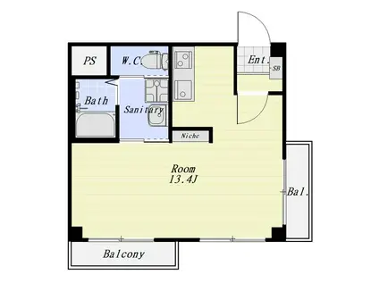 パレス戸越銀座(ワンルーム/1階)の間取り写真