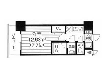 S-RESIDENCE福島LUXE(1K/13階)の間取り写真