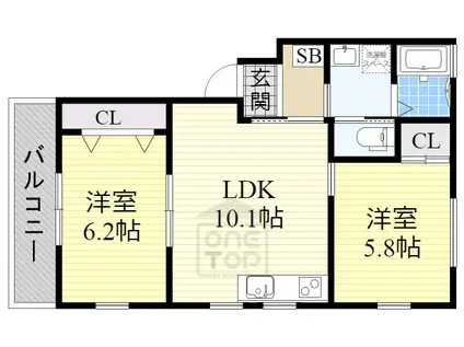 ベーシック・ファーム茨木穂積台(2LDK/3階)の間取り写真
