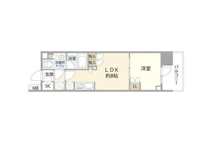 クレヴィア日暮里THE・PLACE(1LDK/11階)の間取り写真