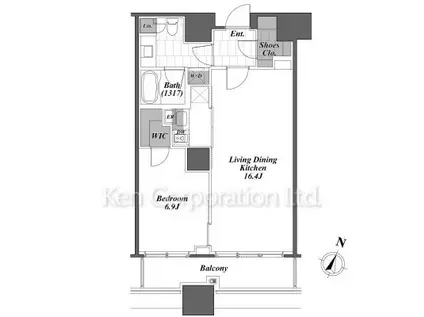 パークアクシス青山一丁目タワー(1LDK/12階)の間取り写真