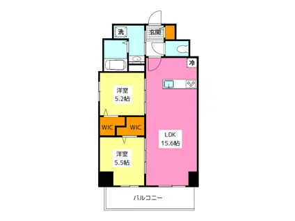 博多グランドレジデンス(2LDK/6階)の間取り写真