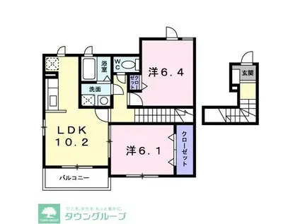 エミネンスB棟(2LDK/2階)の間取り写真