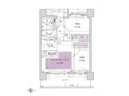 BELISTA高井戸駅前(2LDK/6階)の間取り写真