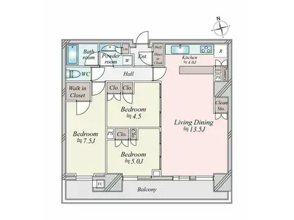 晴海フラッグ SUNVILLAGE T棟(3LDK/42階)の間取り写真