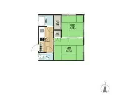 内山アパート(2K/2階)の間取り写真