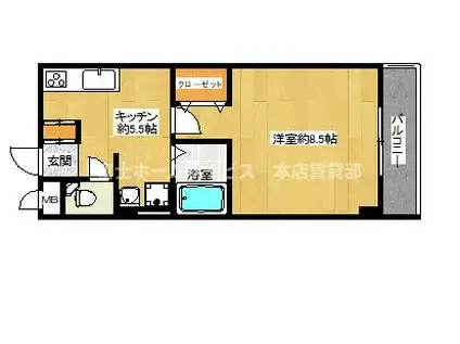 アビコエイトビル(1DK/6階)の間取り写真