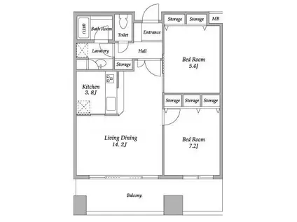 A-PLACE新橋 エープレイス新橋(2LDK/9階)の間取り写真