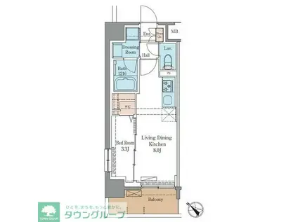 LUXENAPAWS南行徳(1LDK/2階)の間取り写真