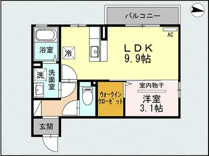 ロベール近江(1LDK/2階)の間取り写真