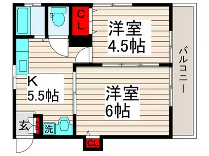 銀英ハイツ(2K/2階)の間取り写真