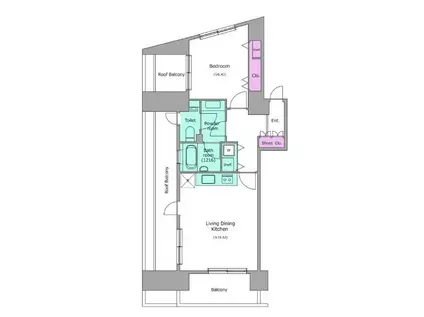 アーバンパーク麻布十番(1LDK/9階)の間取り写真