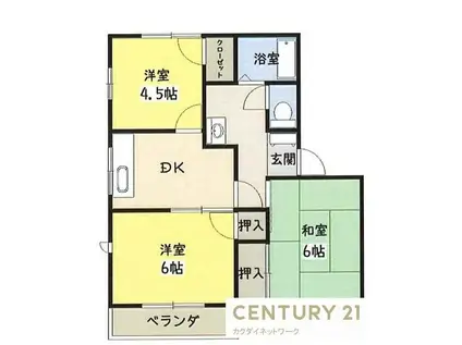 ハイツパークサイド(3DK/2階)の間取り写真