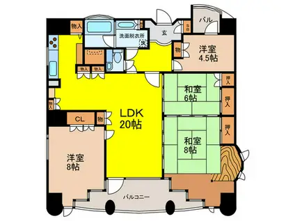 タイムス西田辺(4LDK/6階)の間取り写真