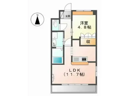 エル・グレイス(1LDK/1階)の間取り写真