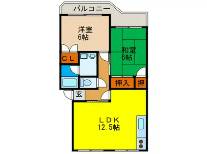ハイツ中辻千里中央(2LDK/5階)の間取り写真