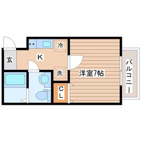 アスコット連坊駅前II(1K/2階)の間取り写真