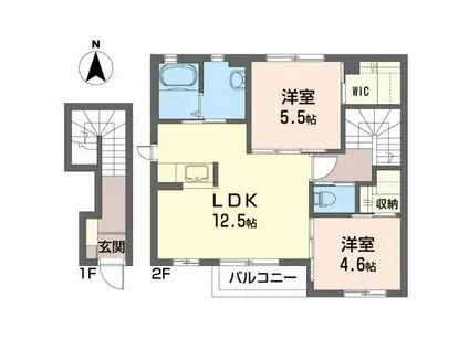シャーメゾンファインY(2LDK/2階)の間取り写真