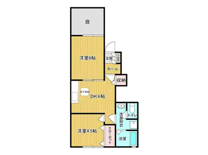 サン平塚A棟(2DK/1階)の間取り写真