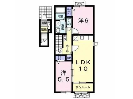 ポポラーレIII C(2LDK/2階)の間取り写真