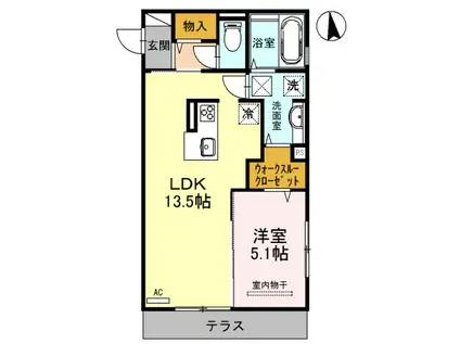 シエロ グランデ(1LDK/1階)の間取り写真