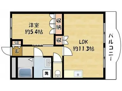 グランドソレーユII(1LDK/2階)の間取り写真