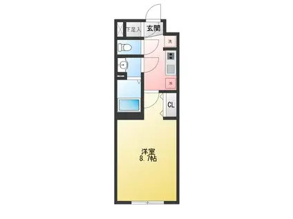 プロスタイルウェルス東武練馬(1K/2階)の間取り写真