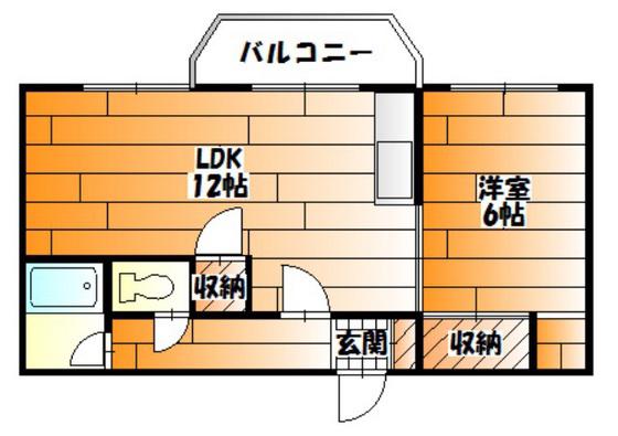 スカイビル(1LDK/4階)の間取り写真