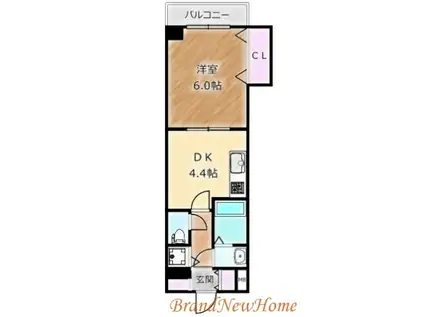 TKアンバーコート堺東II(1DK/6階)の間取り写真