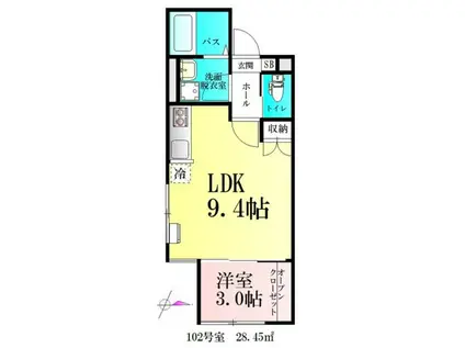 BAU上杉公園(1LDK/1階)の間取り写真