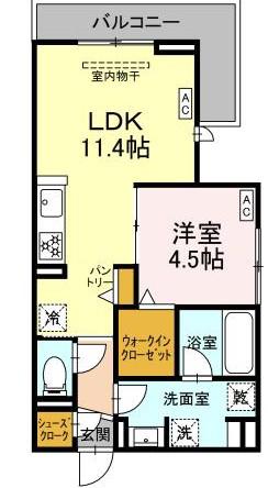 AVGI新瑞橋(1LDK/3階)の間取り写真