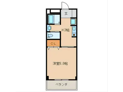 プレステージ和F(1K/2階)の間取り写真