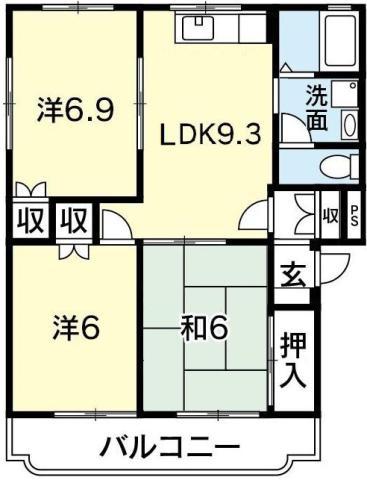 モーメント21(3LDK/2階)の間取り写真