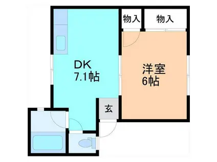 ドエル風見鶏 I(1DK/2階)の間取り写真