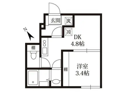 ラフティーヌ・ステラ北小金(1DK/1階)の間取り写真
