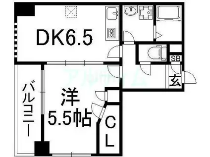 GLANZ七条通(1DK/7階)の間取り写真