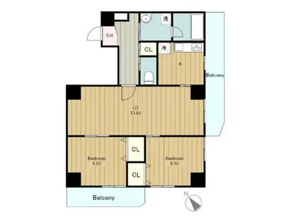 SELENE セレン(2LDK/1階)の間取り写真