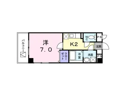 プリマヴェーラW(1K/1階)の間取り写真