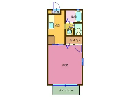 メゾンサンフラワーB(1K/2階)の間取り写真