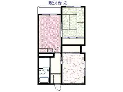 北都ハイツ(2DK/3階)の間取り写真