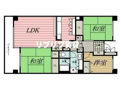 テレパレス西千葉(3LDK/3階)の間取り写真