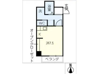 ユース山手館(ワンルーム/5階)の間取り写真