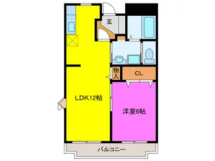 シャトレ伍番館(1LDK/2階)の間取り写真