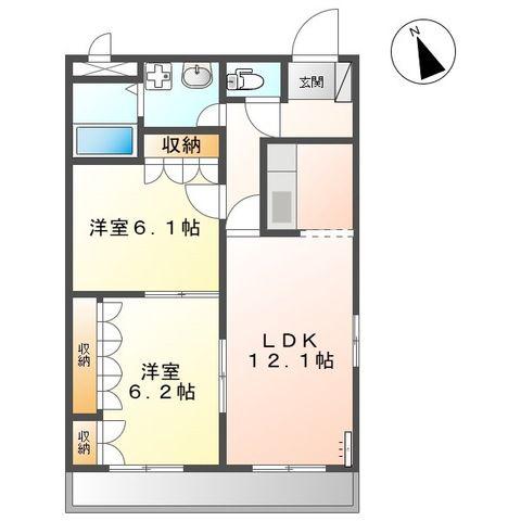 BIENVIVRE楡木(2LDK/1階)の間取り写真