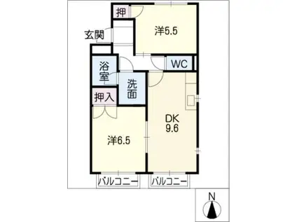 URBAN LIFE TIME(2DK/1階)の間取り写真