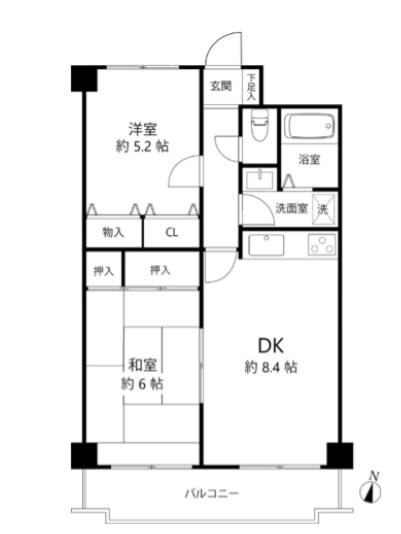 TS GARDEN藤沢長後(2DK/3階)の間取り写真