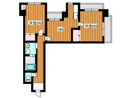 ハミルトン西台(2DK/3階)の間取り写真