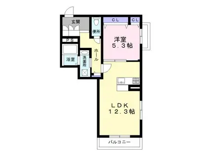 モンパール北花田3(1LDK/3階)の間取り写真